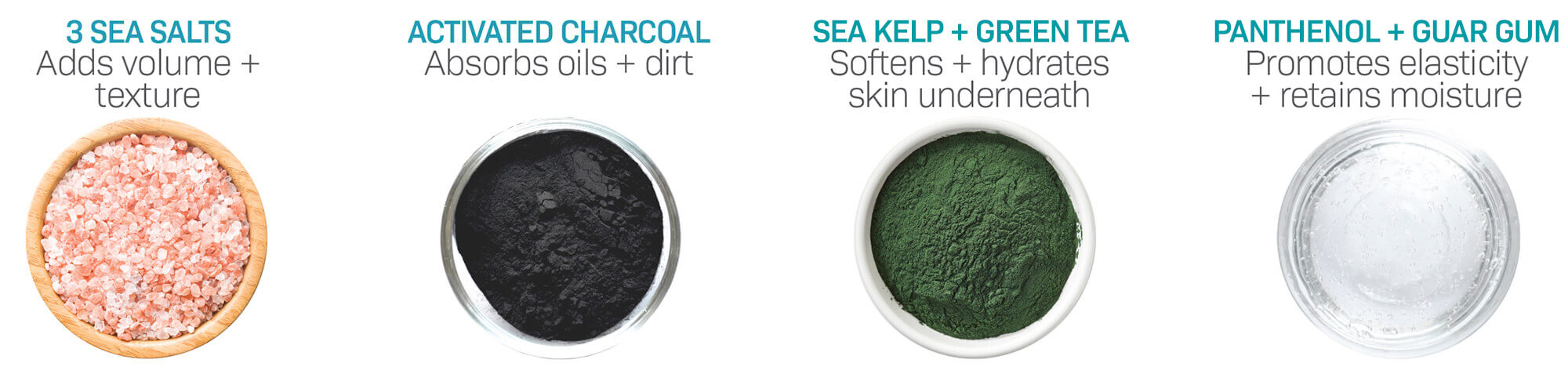 image showing Surf Sea Salt Ingredients - 3 sea salts, activated charcoal, sea kelp, kaolin, and panthenol